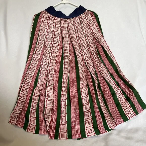 Women's Pleated Midi Skirt Size Large, Green, Red - Picture 7 of 7